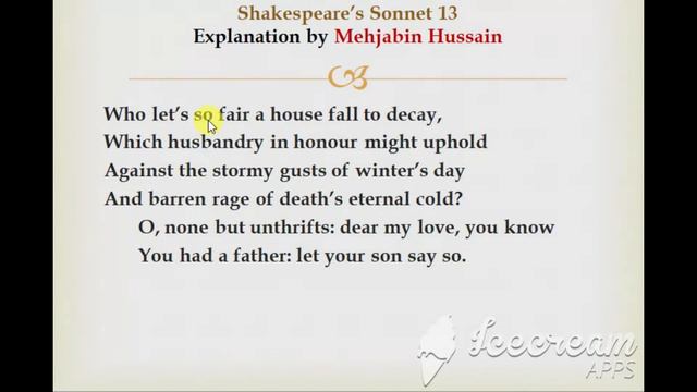 Shakespeare's Sonnet 13 Explanation in English смотреть онлайн