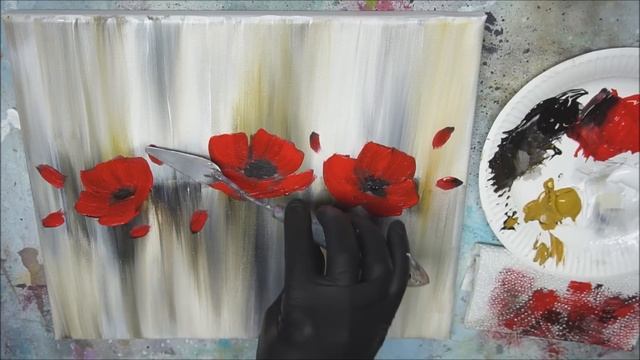 Easy Acrylic Painting/Red Flowers/Flat brush,Fan brush,Palette Knife/Einfach Malen/Rote Blumen/V32 смотреть онлайн