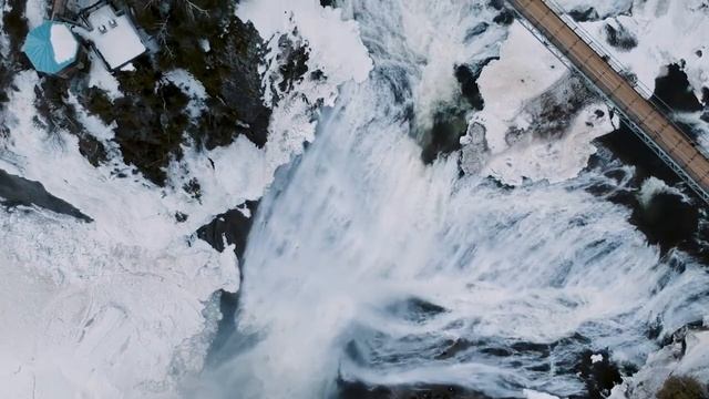 водопад, снег, горы смотреть онлайн