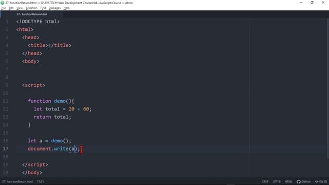 25. Function with Return Statement | JavaScript | JavaScript in Pashto
