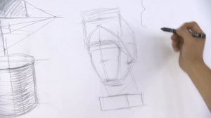 Рисунок гипсовой головы. Линейно-конструктивное построение с поддержкой тональной моделировки