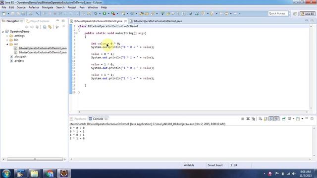 Java bitwise Exclusive-OR Operator | Java Tutorial