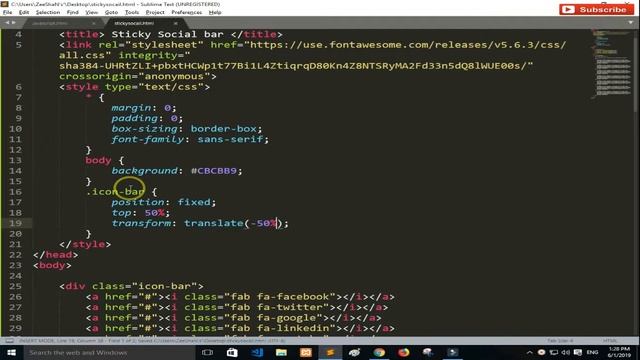 How to create a fixed/sticky social media icon bar with CSS смотреть онлайн
