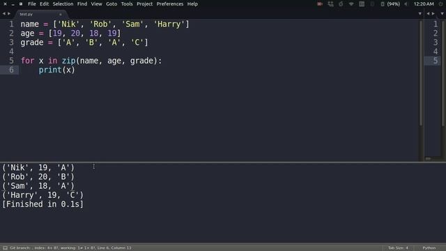 zip function in Python смотреть онлайн