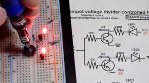 Transistor circuit 5 Trimpot voltage divider controlled NPN 2N3904 PNP BJT 2N3906 DIY electronics