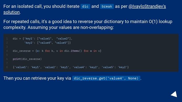 How to print the Key for particular value in python dictionary if more values are present for one k