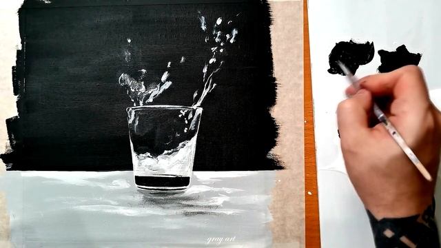 I draw a transparent glass / Acrylic painting for beginners / Аcrylic art смотреть онлайн