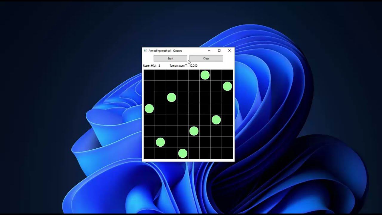 MATH. Annealing method - Queens