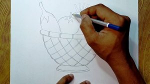 Vegetables basket drawing/ How to draw vegetable basket easy steps for beginners.