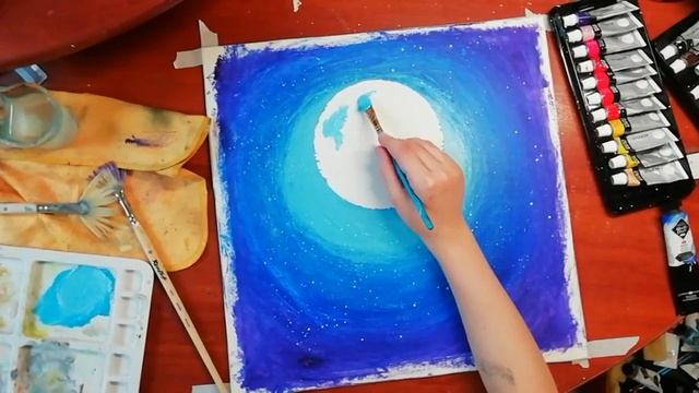 Рисую Акрилом "Земля"/рисование поэтапно, уроки для начинающих