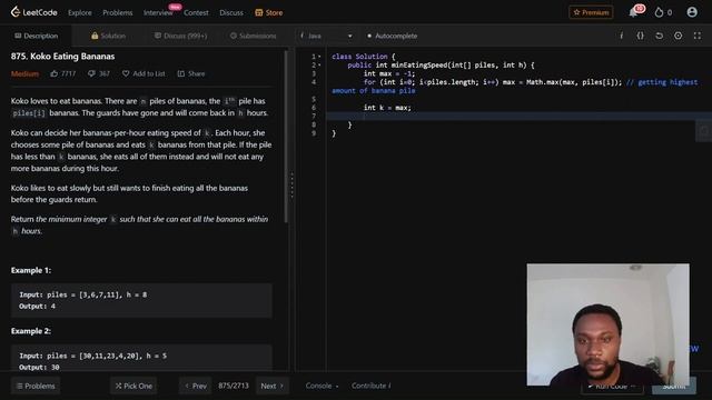LeetCode 875. Koko Eating Bananas | Binary Search | Java смотреть онлайн