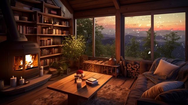 Slow Jazz Instrumental Music with Relaxation Ambience in Cabin смотреть онлайн