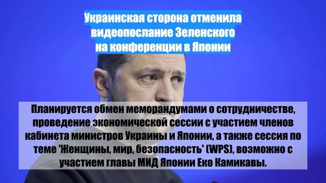 Украинская сторона отменила видеопослание Зеленского на конференции в Японии
