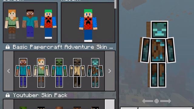 minecraft pocket edition Basic Papercraft Adventure skin pack смотреть онлайн