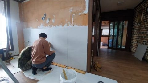 거실아트월 셀프 초보 타일 붙이기 포쉐린타일 600각 무광스톤마블