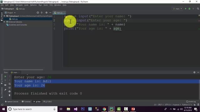 TAKING INPUT FROM USER IN PYTHON (URDU / HINDI)