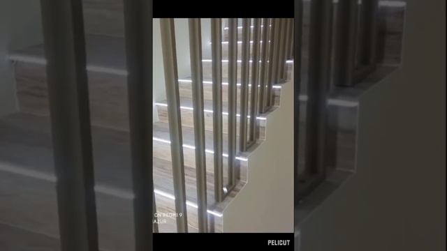 Ограждения лестницы +подсветка ступеней. смотреть онлайн