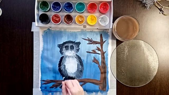 Мастер-класс по рисование гуашью "Котик на дереве" смотреть онлайн