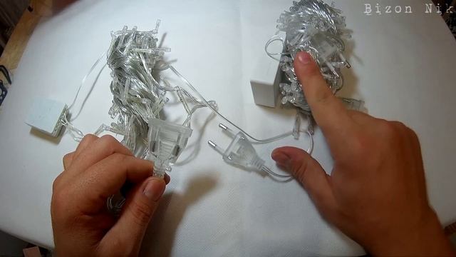 Обзор 2-х новогодних гирлянд 100 шт. лампочек 10 метров | с фичером | смотреть онлайн