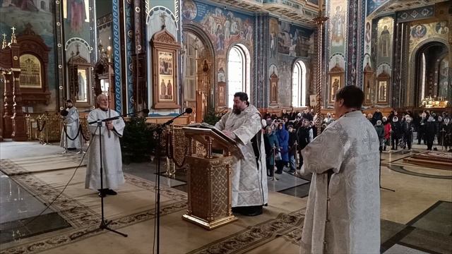 Евангельское чтение в Навечерие Рождества Христова смотреть онлайн