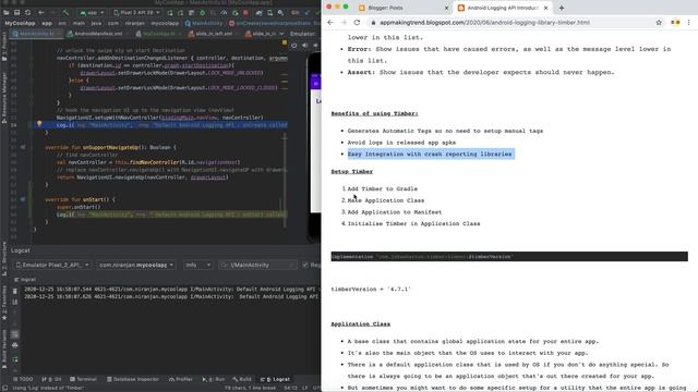 Introduction about Default Android Logging API and implement a new Timber Logging API in Android Ap смотреть онлайн