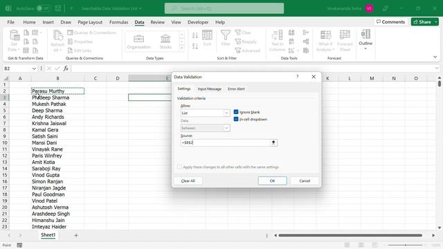 Searchable Dropdown List in Excel (Data Validation List with Search) | Capsule Series | Video 236