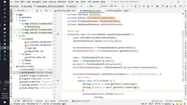 How to save user data into Firebase Realtime database using android studio. смотреть онлайн