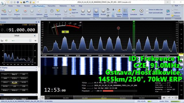 24.03.2024 09:52UTC, [Ms], Frekvence 1, Чехия, 91.0МГц, 1455км