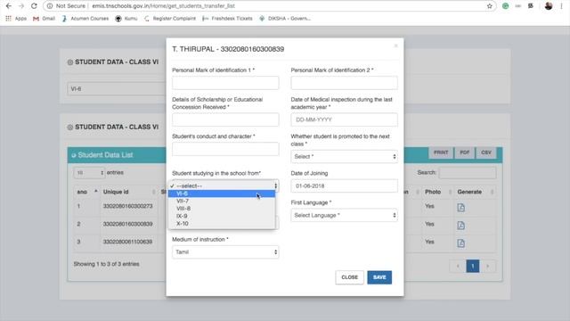 Promote, Transfer Student and Generate Transfer Certificate