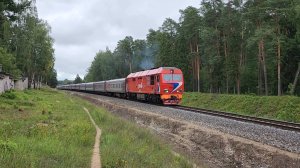 ТЭП70БС-023 в ориг окрасе едет по перегону и даёт медведя на перегоне Иваново-Строкино.