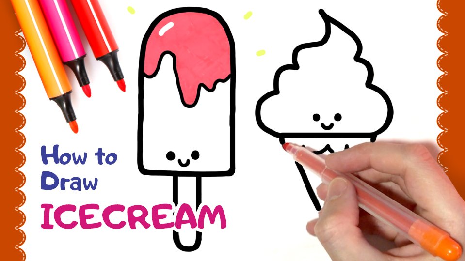 КАК НАРИСОВАТЬ МОРОЖЕНОЕ ｜ Рисунок - Раскраска для детей. How to draw an ice cream