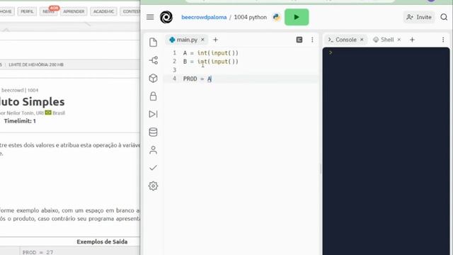 Beecrowd - URI - 1004 - Produto Simples - Linguagem Python смотреть онлайн