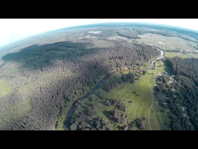 Река Киржач в районе деревни Старово с высоты птичьего полета смотреть онлайн