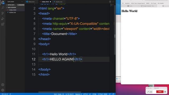 Basic folder structure (HTML, CSS, and images) using Visual Studio
