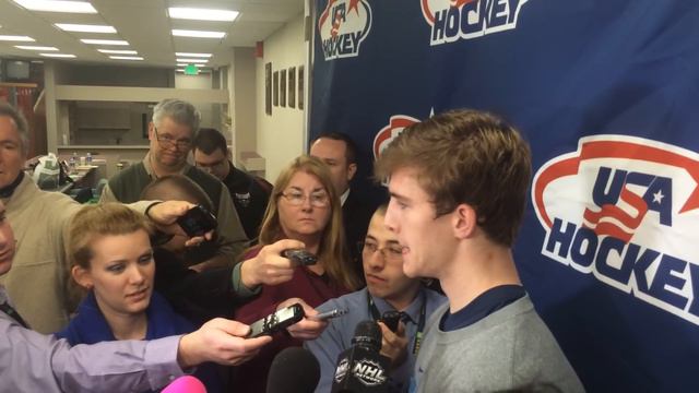 Team USA defenseman Noah Hanifin talks after 5-2 win over BU смотреть онлайн