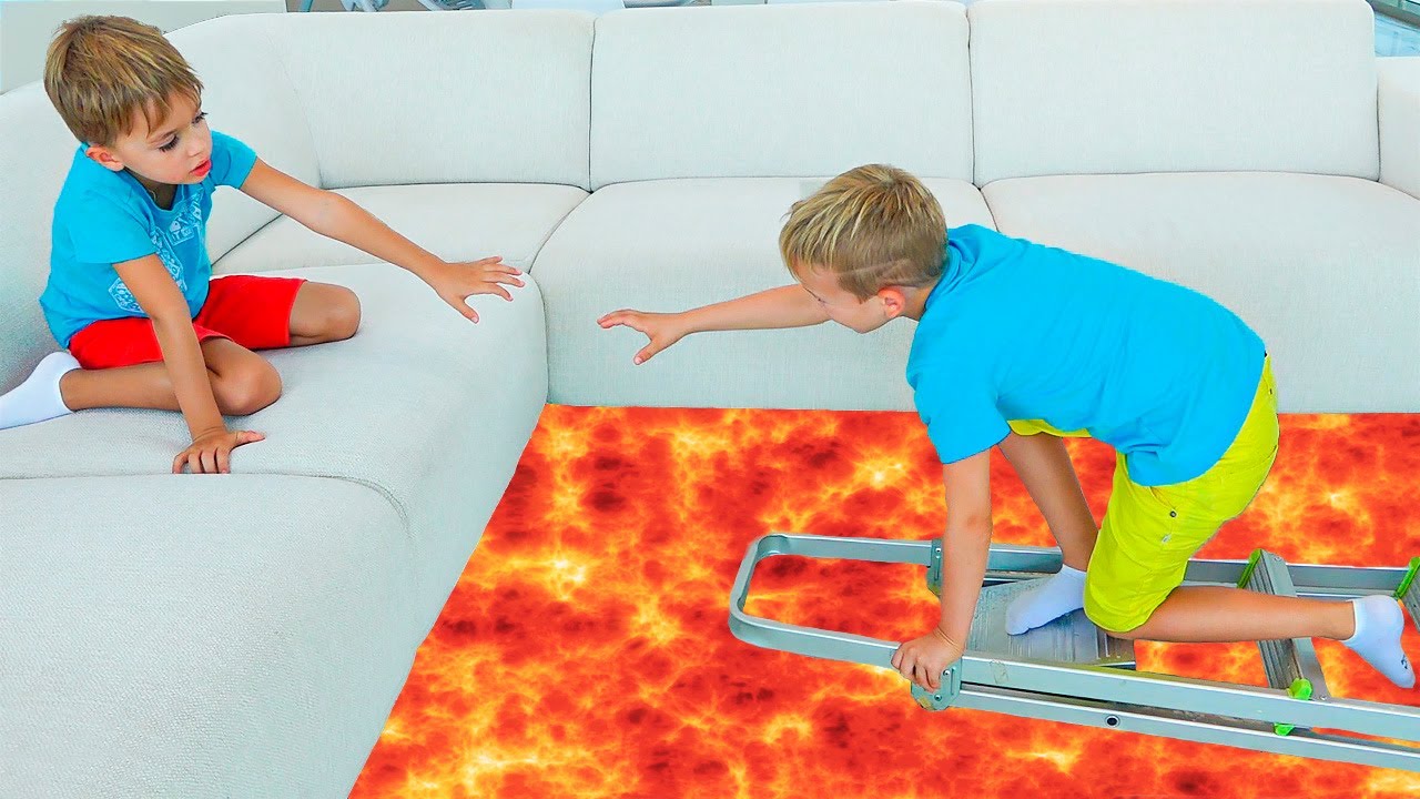 Пол из лаву у Влада и Ники [Видео для детей] смотреть онлайн