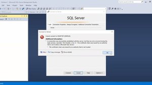 (Microsoft SQL Server, Error)The certificate chain was issued by an authority that is not trusted.