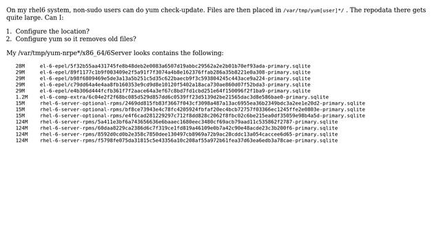 Unix & Linux: Yum user temp files (/var/tmp/yum\*) fills up with repo data смотреть онлайн