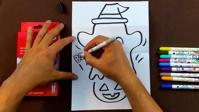 Рисуем ТЫКВУ на Хэллоуин - открытка сюрприз смотреть онлайн