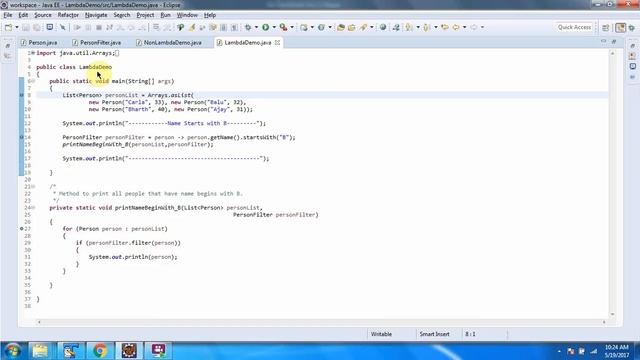 How to filter the list of a person using lambda expression? | Lambda expression in Java