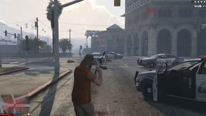 GTA 5 жесткая перестрелка с полицией , правдо короткая   Баг,Лаг,Прикол