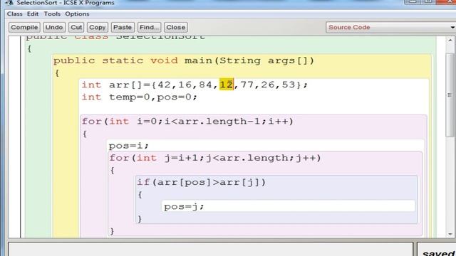 #9 Selection Sort Java Program Example | Arrays | ICSE Syllabus