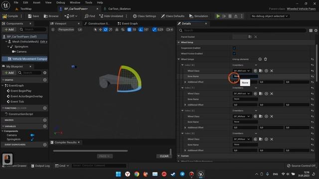 Как сделать гонки на Unreal Engine 5. 2) Прописываем тестовую машину в Unreal Engine 5.