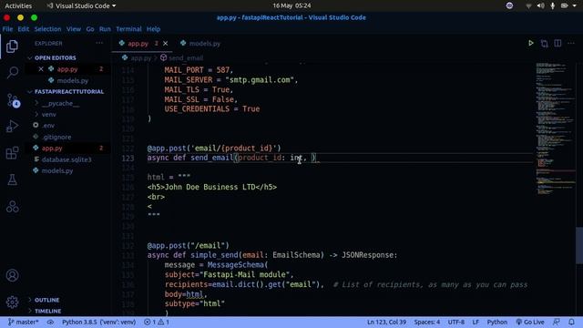 FastAPI and React Full-stack Application:  How to send emails using FastAPI-mail library