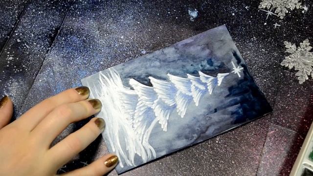 Рисуем акварелью. Новогодние иллюстрации. Зимние картинки. Draw watercolor.