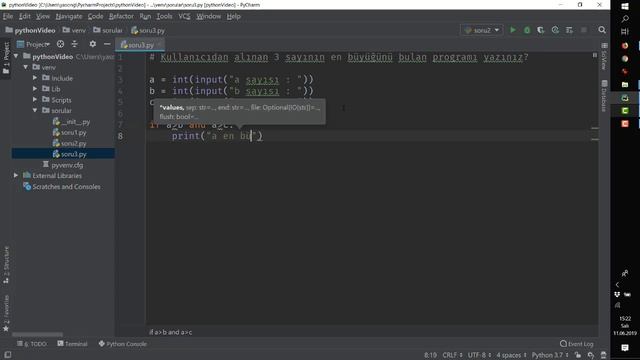 Python ile Sorular 3-Üç sayıdan en büyğünü bulmak смотреть онлайн