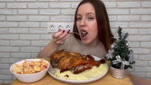 МУКБАНГ КУРИЦА ТАБАКА ПЮРЕ КАРТОФЕЛЬНОЕ САЛАТ MUKBANG CHICKEN TOBACCO MASHED POTATO SALAD
