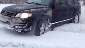 Реальный тест туарег снег 0градусов 2,5 TDI (VW2008)