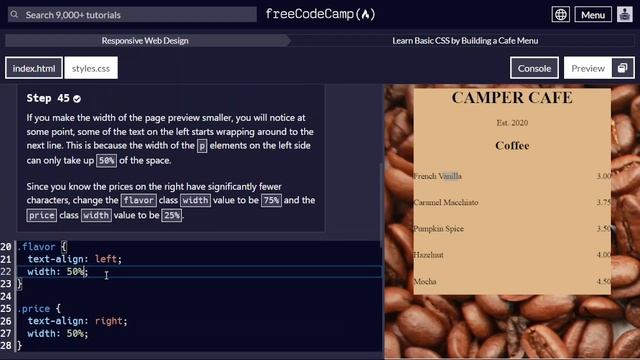 Learn Basic CSS By Building A Cafe Menu || Responsive Web Design || FreeCodeCamp Reference Video