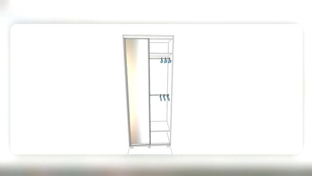 шкаф-купе 2 зеркальные двери в pro100  3D